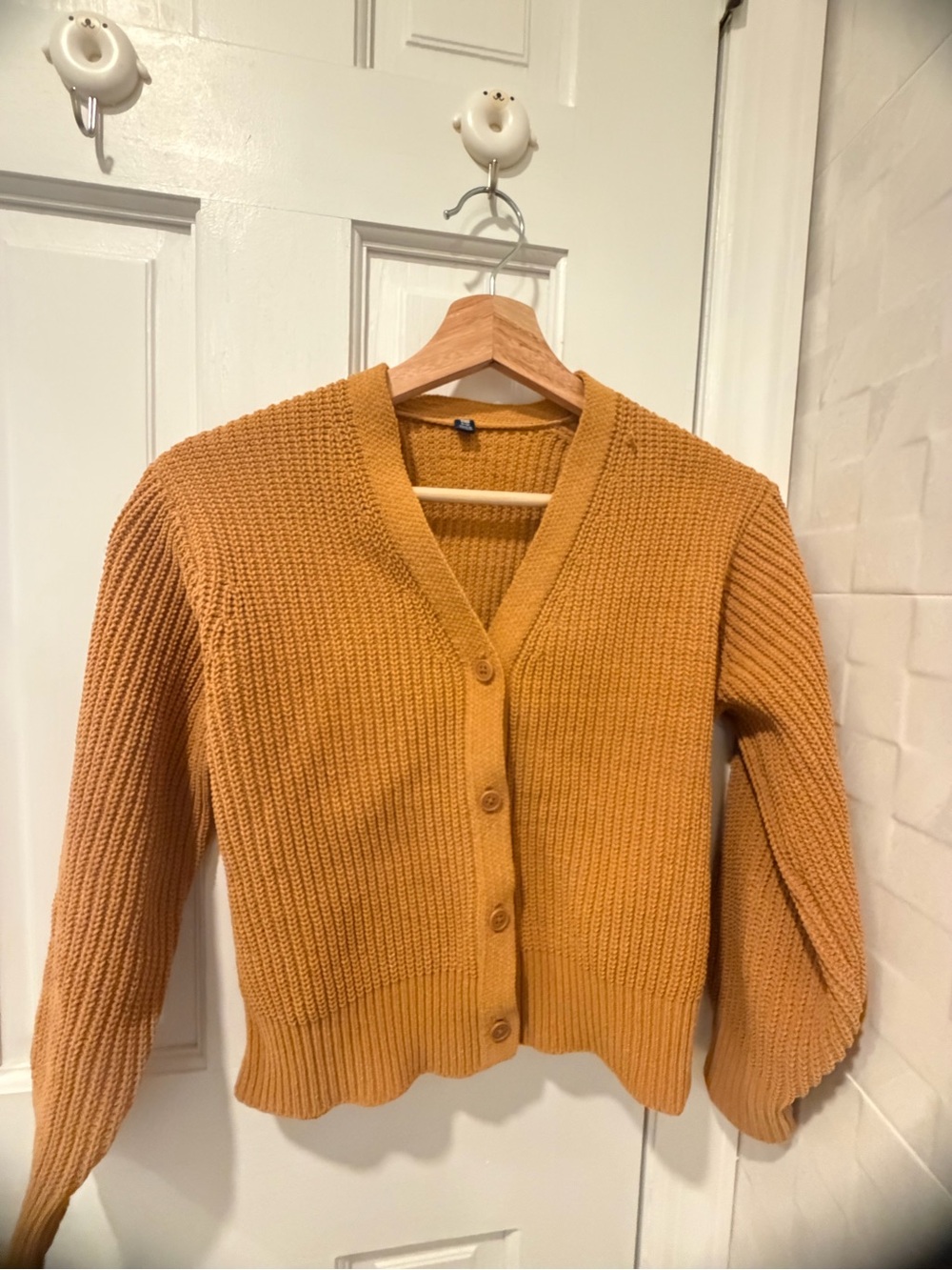 Uniqlo Mustard Yellow Button-Front Knit Cardigan
